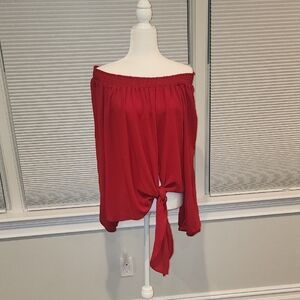Michael Kors Red Off-Shoulder Blouse